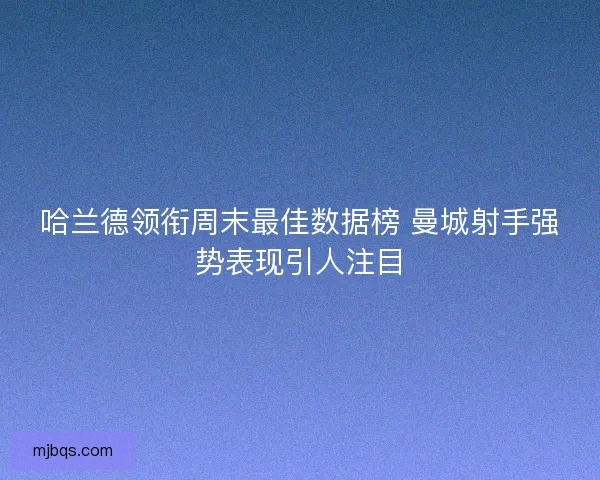 哈兰德领衔周末最佳数据榜 曼城射手强势表现引人注目