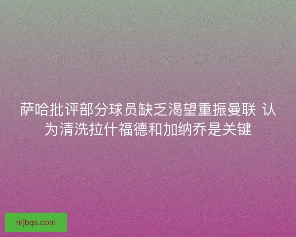 萨哈批评部分球员缺乏渴望重振曼联 认为清洗拉什福德和加纳乔是关键